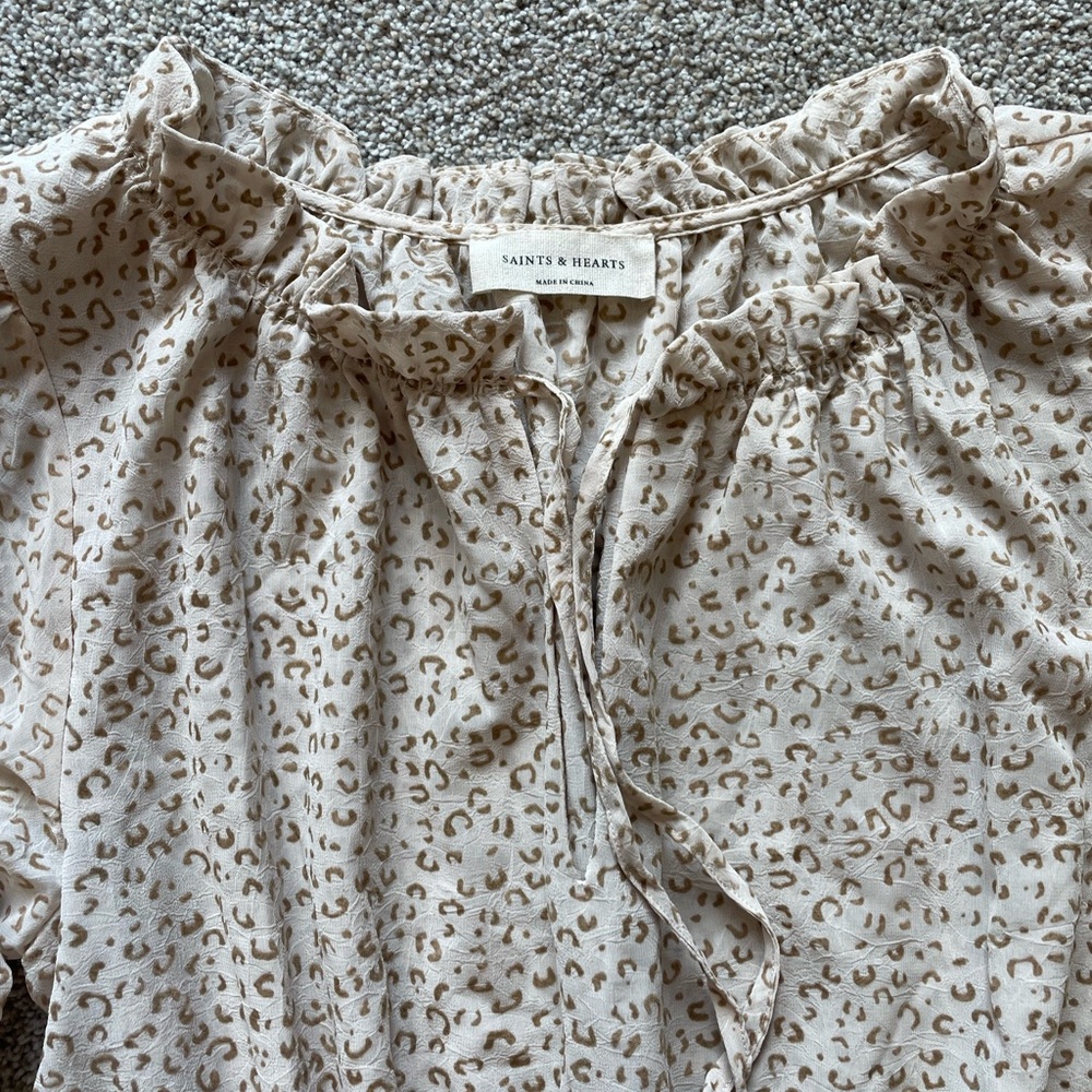 Womens Saints & Hearts Leopard Print Ruffle Dress- Size Small - Picture 5 of 7
